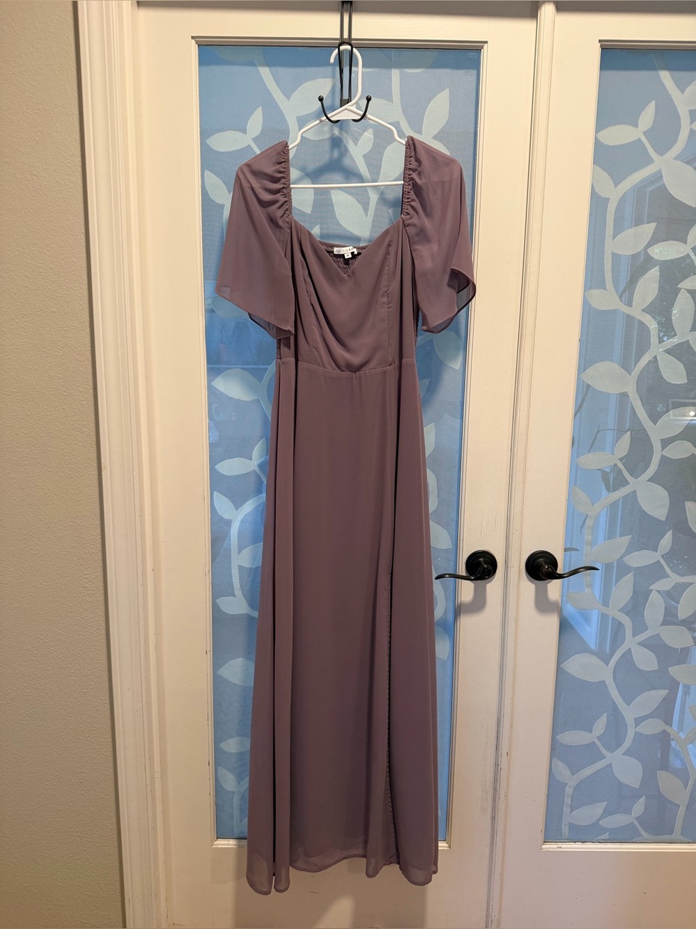 Baltic Born Mauve Flutter-Sleeve Maxi Dress